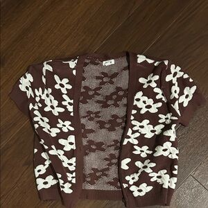 Garage Brown and White Floral Cardigan